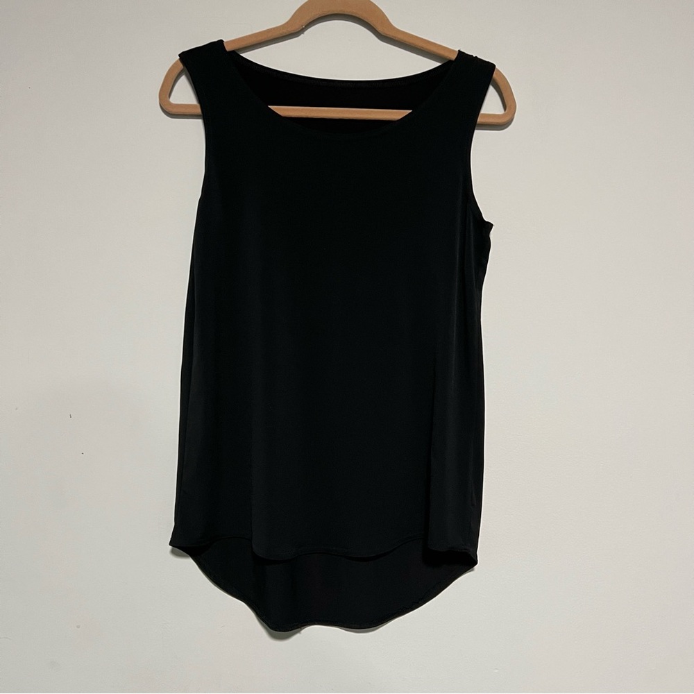 Weissman Women’s Size MA Classic Solid Black Tank Top Hi Lo Hem